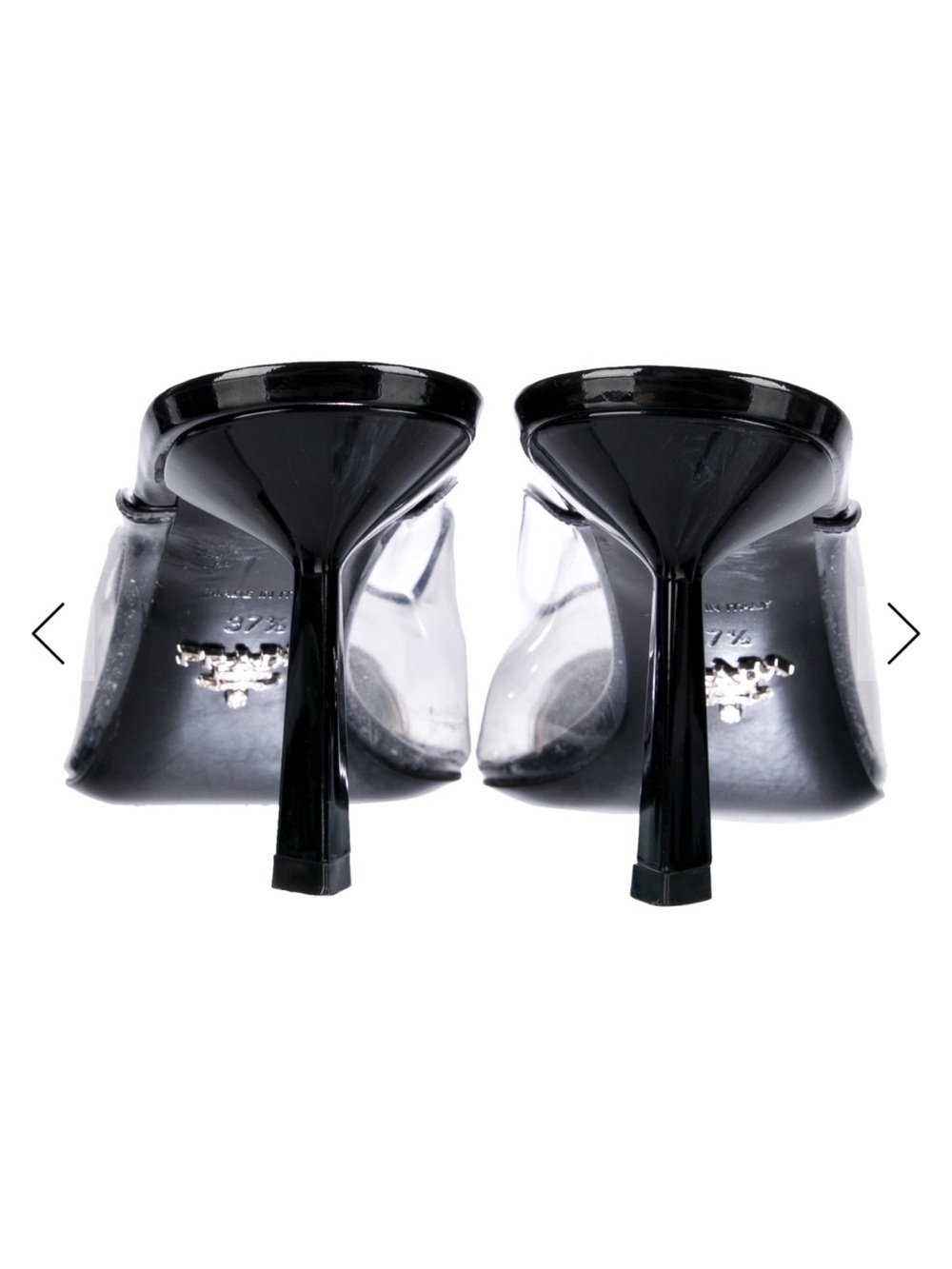 Prada Clear PVC Slingback Mules with Silver Pointed Toe Caps - Picture 3 of 4